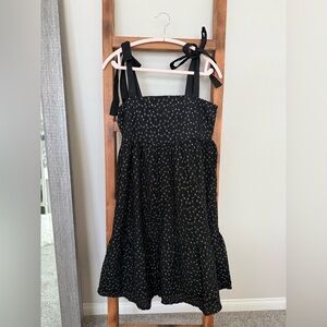 THML Black Floral Embroidered Tie Strap Dress SZ M NWT